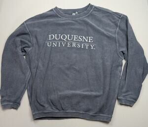 Chicka-D Duquesne Dukes Women's Gray Soft Corded Crew Sweatshirt Size M Soft